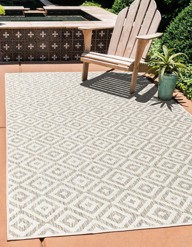 Light Gray 7' 10 x 10' Jill Zarin Outdoor Rectangle Area Rug Weather Resistant for Patio, Deck, Terrace, Balcony, Porch Durable 100% Polypropylene Carpet for Outside for Sale at Rug Engine