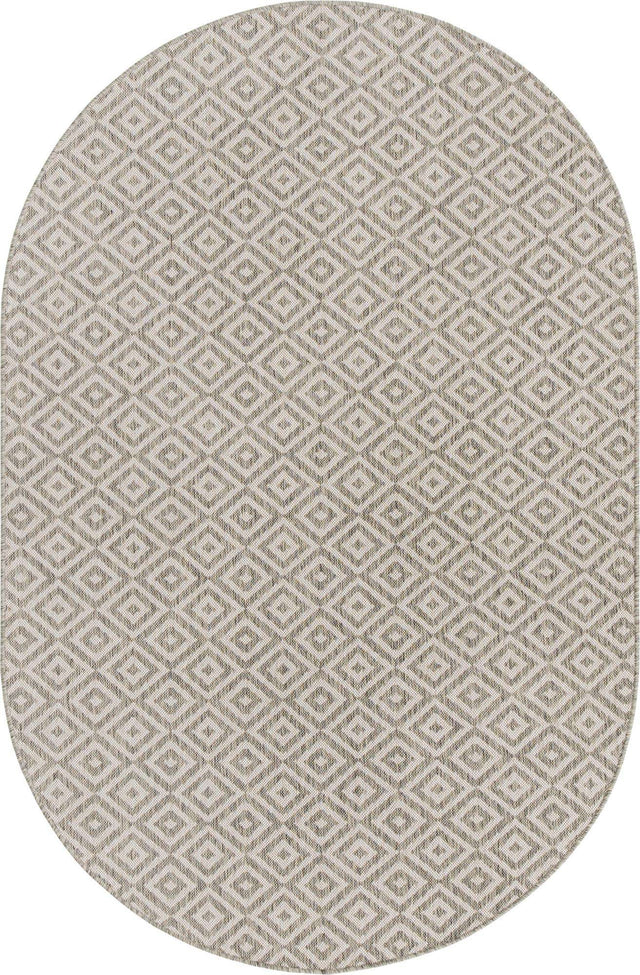 Light Gray 5' 3 x 8' Jill Zarin Outdoor Oval Area Rug Weather Resistant for Patio, Deck, Terrace, Balcony, Porch Durable 100% Polypropylene Carpet for Outside for Sale at Rug Engine