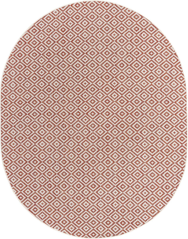 Rust Red 7' 10 x 10' Jill Zarin Outdoor Oval Area Rug Weather Resistant for Patio, Deck, Terrace, Balcony, Porch Durable 100% Polypropylene Carpet for Outside for Sale at Rug Engine