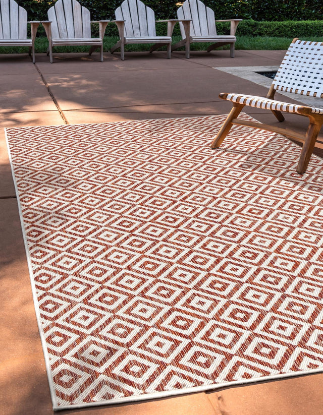 Rust Red 1' 4 x 1' 4 Jill Zarin Outdoor Sample Area Rug Weather Resistant for Patio, Deck, Terrace, Balcony, Porch Durable 100% Polypropylene Carpet for Outside for Sale at Rug Engine