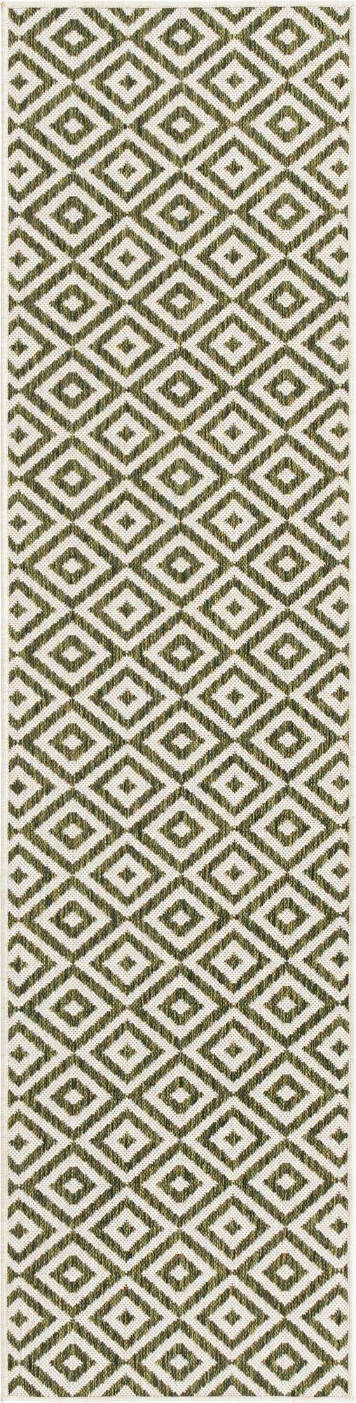 Green 2' x 8' Jill Zarin Outdoor Runner Area Rug Weather Resistant for Patio, Deck, Terrace, Balcony, Porch Durable 100% Polypropylene Carpet for Outside for Sale at Rug Engine