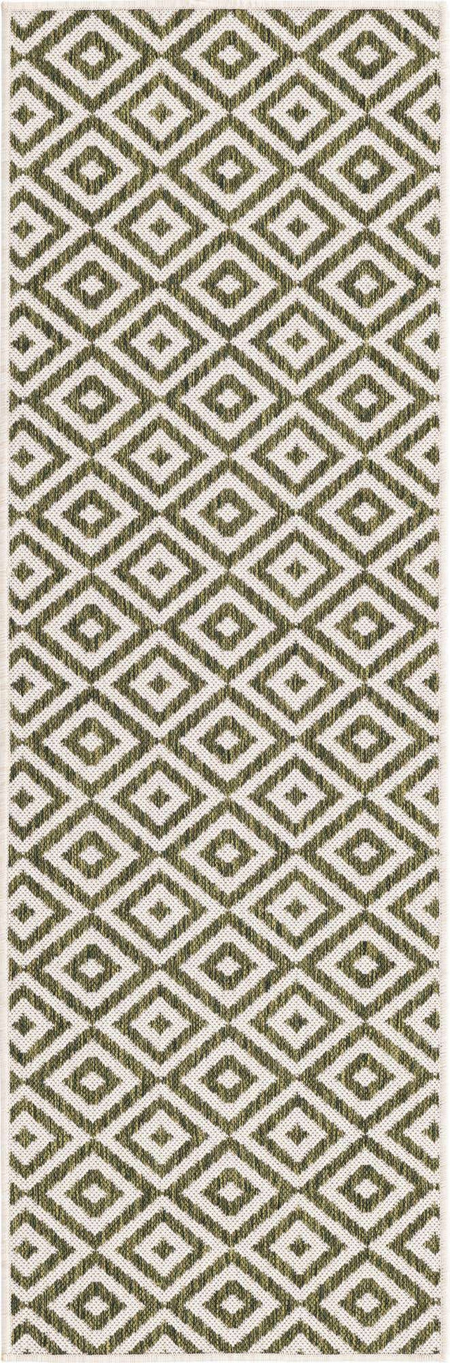 Green 2' x 6' 1 Jill Zarin Outdoor Runner Area Rug Weather Resistant for Patio, Deck, Terrace, Balcony, Porch Durable 100% Polypropylene Carpet for Outside for Sale at Rug Engine