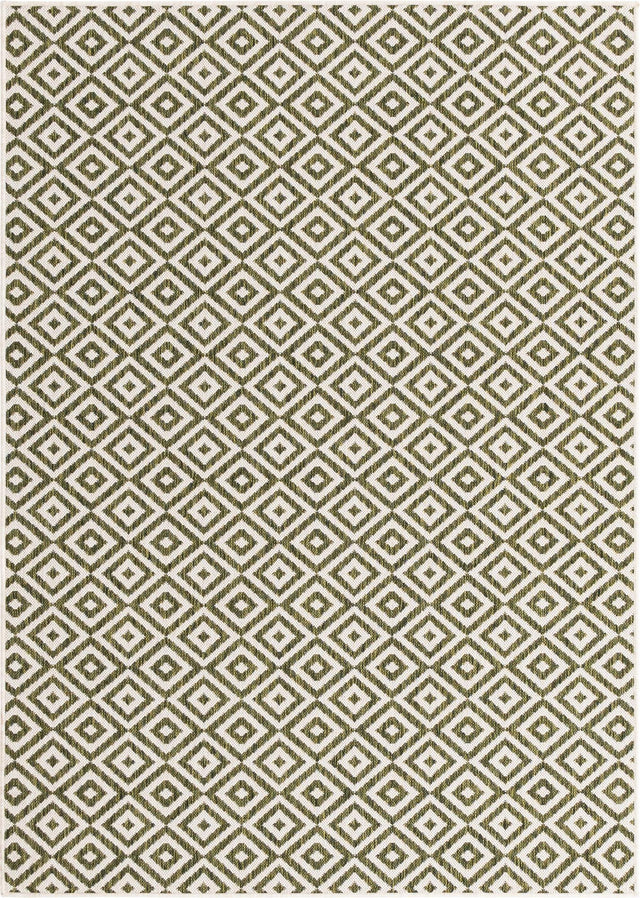 Green 1' 4 x 1' 4 Jill Zarin Outdoor Sample Area Rug Weather Resistant for Patio, Deck, Terrace, Balcony, Porch Durable 100% Polypropylene Carpet for Outside for Sale at Rug Engine