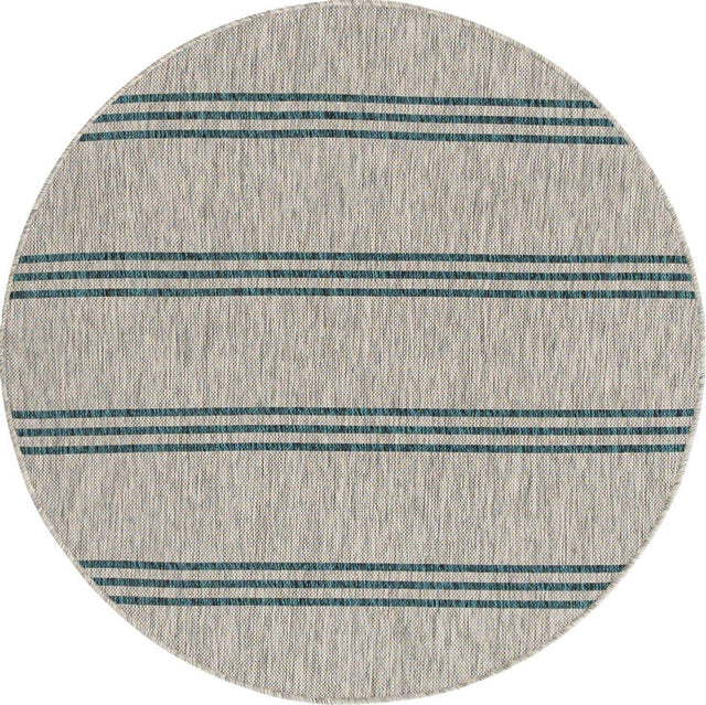 Light Gray 4' 1 x 4' 1 Jill Zarin Outdoor Round Area Rug Weather Resistant for Patio, Deck, Terrace, Balcony, Porch Durable 100% Polypropylene Carpet for Outside for Sale at Rug Engine