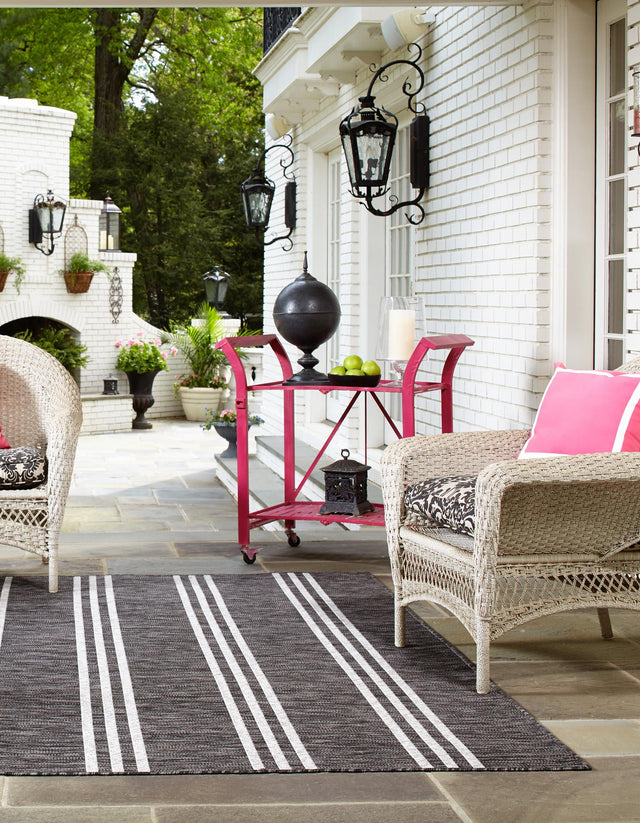Charcoal 7' 10 x 7' 10 Jill Zarin Outdoor Square Area Rug Weather Resistant for Patio, Deck, Terrace, Balcony, Porch Durable 100% Polypropylene Carpet for Outside for Sale at Rug Engine