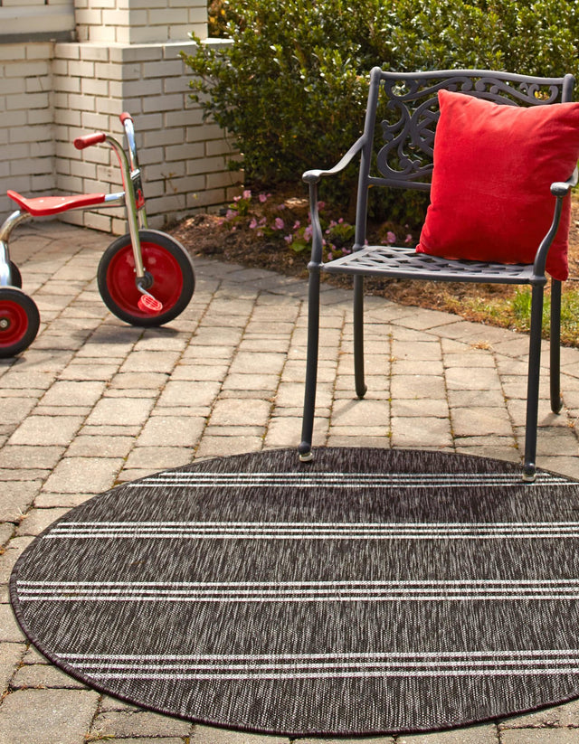 Charcoal 6' 1 x 6' 1 Jill Zarin Outdoor Round Area Rug Weather Resistant for Patio, Deck, Terrace, Balcony, Porch Durable 100% Polypropylene Carpet for Outside for Sale at Rug Engine