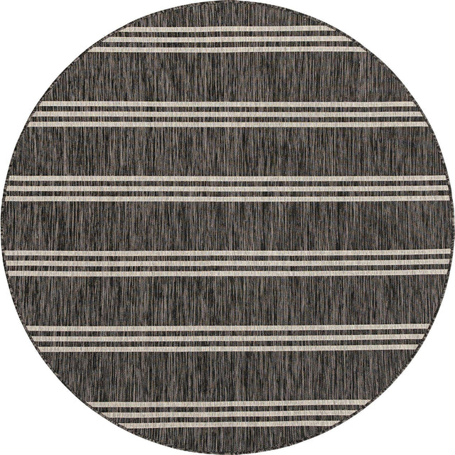 Charcoal 6' 1 x 6' 1 Jill Zarin Outdoor Round Area Rug Weather Resistant for Patio, Deck, Terrace, Balcony, Porch Durable 100% Polypropylene Carpet for Outside for Sale at Rug Engine