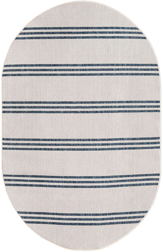 Ivory 5' 3 x 8' Jill Zarin Outdoor Oval Area Rug Weather Resistant for Patio, Deck, Terrace, Balcony, Porch Durable 100% Polypropylene Carpet for Outside for Sale at Rug Engine