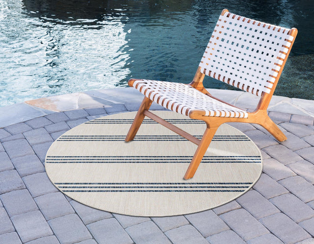 Ivory 6' 7 x 6' 7 Jill Zarin Outdoor Round Area Rug Weather Resistant for Patio, Deck, Terrace, Balcony, Porch Durable 100% Polypropylene Carpet for Outside for Sale at Rug Engine