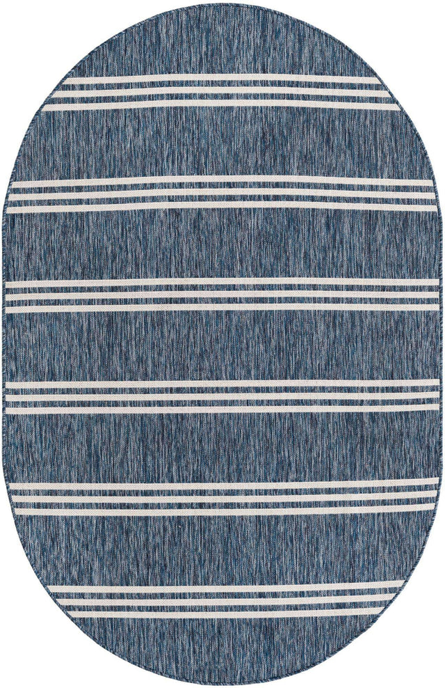 Blue 5' 3 x 8' Jill Zarin Outdoor Oval Area Rug Weather Resistant for Patio, Deck, Terrace, Balcony, Porch Durable 100% Polypropylene Carpet for Outside for Sale at Rug Engine