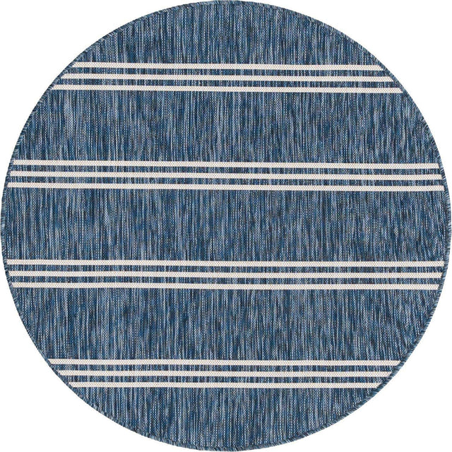 Blue 4' 1 x 4' 1 Jill Zarin Outdoor Round Area Rug Weather Resistant for Patio, Deck, Terrace, Balcony, Porch Durable 100% Polypropylene Carpet for Outside for Sale at Rug Engine