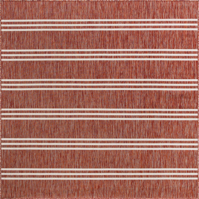 Rust Red 7' 10 x 7' 10 Jill Zarin Outdoor Square Area Rug Weather Resistant for Patio, Deck, Terrace, Balcony, Porch Durable 100% Polypropylene Carpet for Outside for Sale at Rug Engine