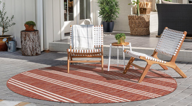 Rust Red 4' 1 x 4' 1 Jill Zarin Outdoor Round Area Rug Weather Resistant for Patio, Deck, Terrace, Balcony, Porch Durable 100% Polypropylene Carpet for Outside for Sale at Rug Engine