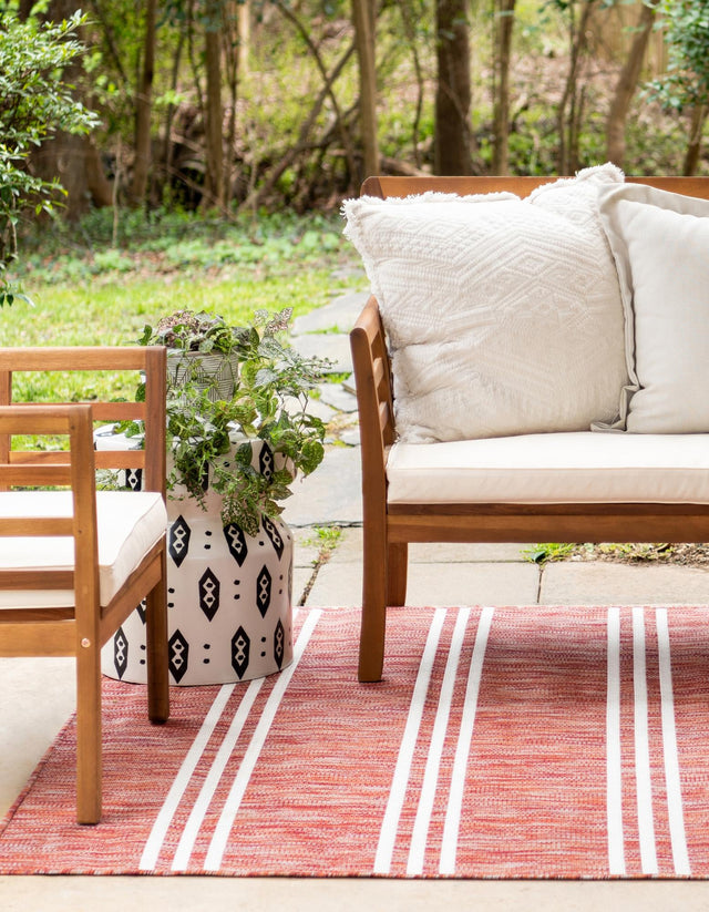 Rust Red 7' 10 x 10' Jill Zarin Outdoor Rectangle Area Rug Weather Resistant for Patio, Deck, Terrace, Balcony, Porch Durable 100% Polypropylene Carpet for Outside for Sale at Rug Engine