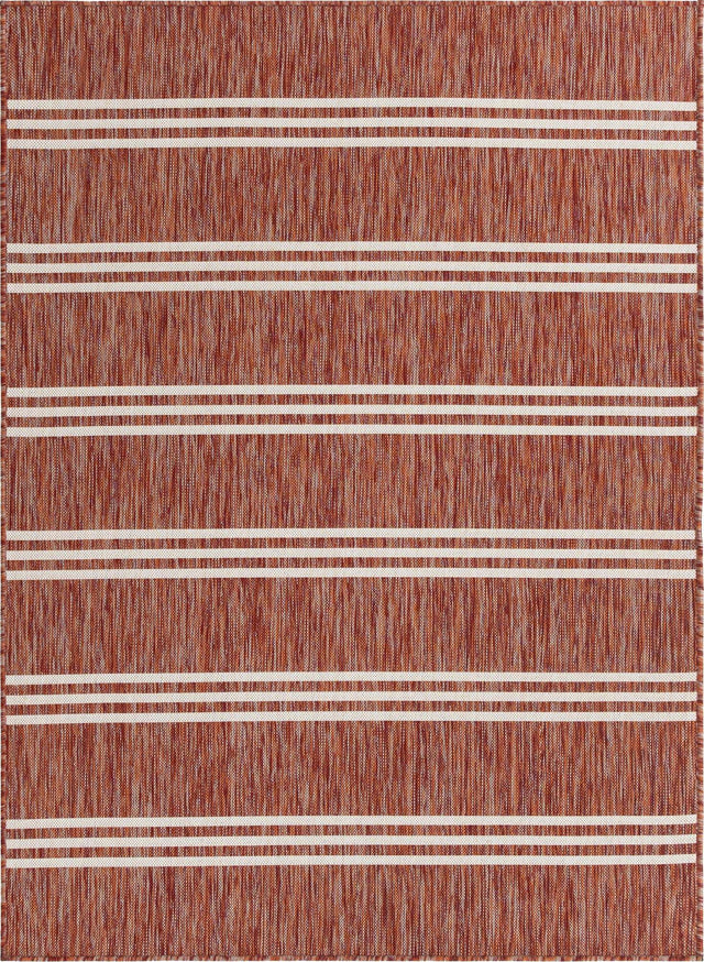 Rust Red 5' 3 x 8' Jill Zarin Outdoor Rectangle Area Rug Weather Resistant for Patio, Deck, Terrace, Balcony, Porch Durable 100% Polypropylene Carpet for Outside for Sale at Rug Engine