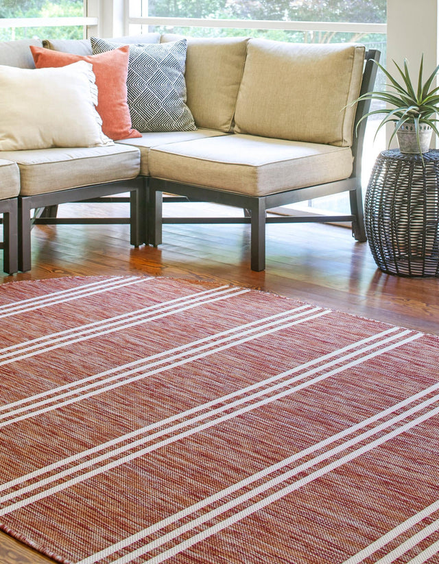 Rust Red 7' 10 x 10' Jill Zarin Outdoor Oval Area Rug Weather Resistant for Patio, Deck, Terrace, Balcony, Porch Durable 100% Polypropylene Carpet for Outside for Sale at Rug Engine