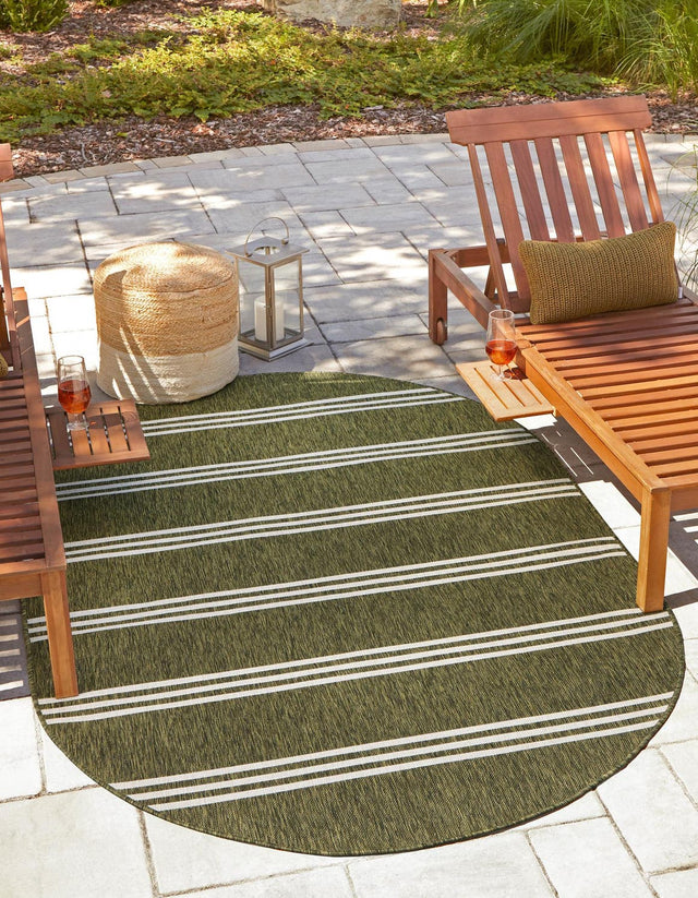 Green 7' 10 x 10' Jill Zarin Outdoor Oval Area Rug Weather Resistant for Patio, Deck, Terrace, Balcony, Porch Durable 100% Polypropylene Carpet for Outside for Sale at Rug Engine