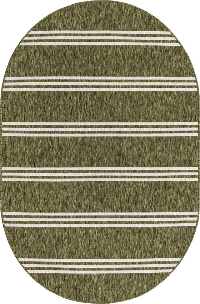 Green 5' 3 x 8' Jill Zarin Outdoor Oval Area Rug Weather Resistant for Patio, Deck, Terrace, Balcony, Porch Durable 100% Polypropylene Carpet for Outside for Sale at Rug Engine