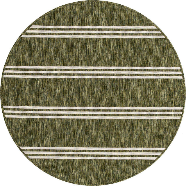 Green 4' 1 x 4' 1 Jill Zarin Outdoor Round Area Rug Weather Resistant for Patio, Deck, Terrace, Balcony, Porch Durable 100% Polypropylene Carpet for Outside for Sale at Rug Engine