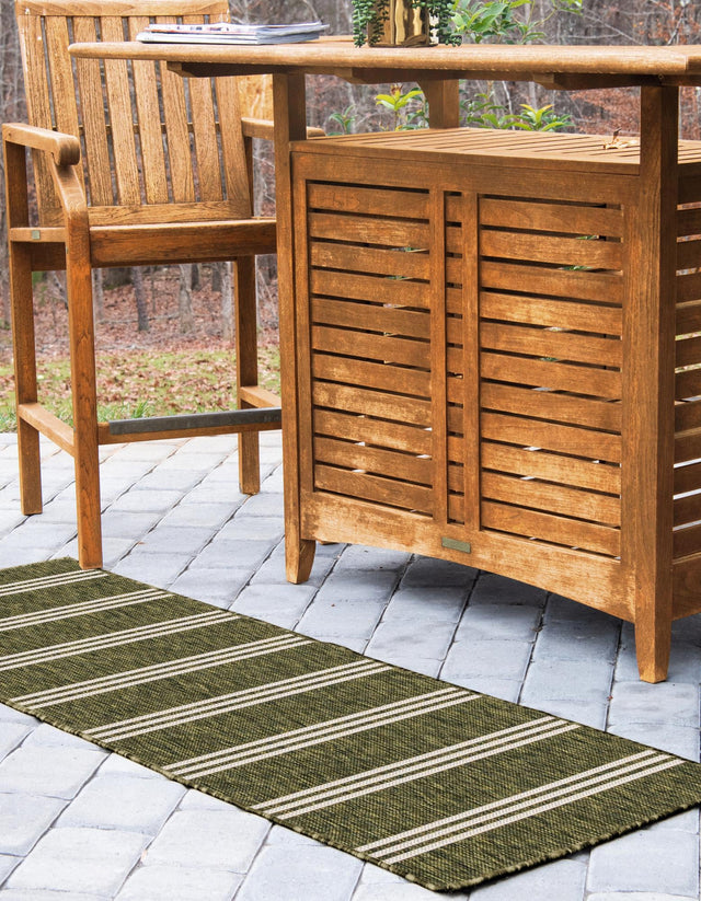 Green 2' x 8' Jill Zarin Outdoor Runner Area Rug Weather Resistant for Patio, Deck, Terrace, Balcony, Porch Durable 100% Polypropylene Carpet for Outside for Sale at Rug Engine