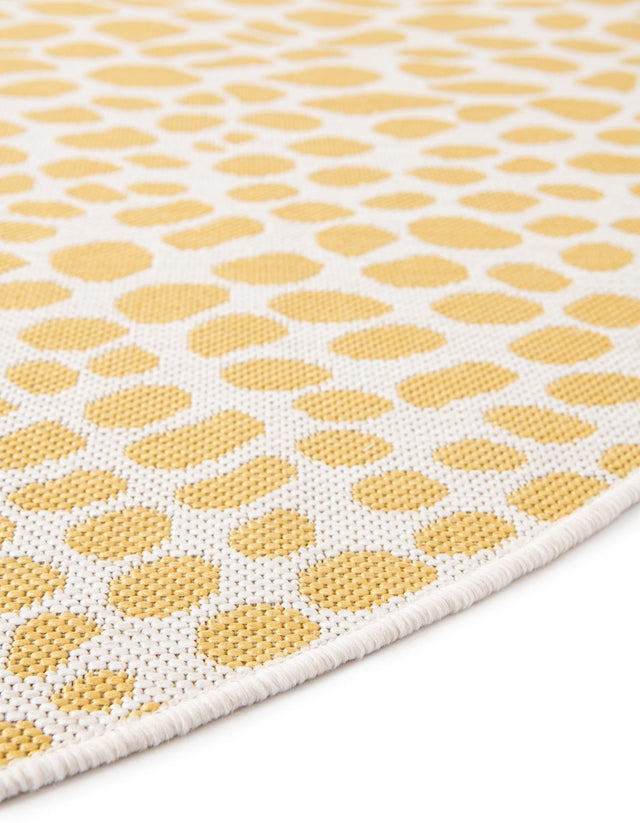Yellow Ivory 4' 1 x 4' 1 Jill Zarin Outdoor Round Area Rug Weather Resistant for Patio, Deck, Terrace, Balcony, Porch Durable 100% Polypropylene Carpet for Outside for Sale at Rug Engine