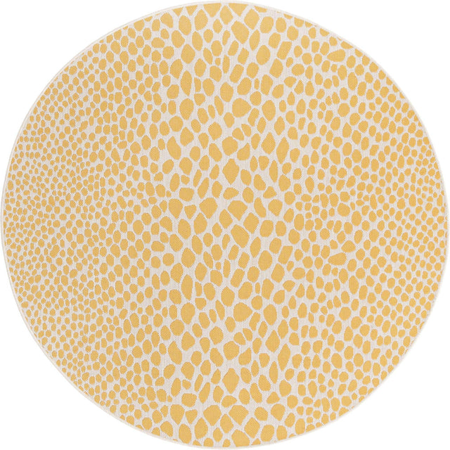 Yellow Ivory 6' 7 x 6' 7 Jill Zarin Outdoor Round Area Rug Weather Resistant for Patio, Deck, Terrace, Balcony, Porch Durable 100% Polypropylene Carpet for Outside for Sale at Rug Engine