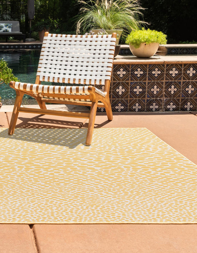 Yellow Ivory 4' 1 x 6' 1 Jill Zarin Outdoor Rectangle Area Rug Weather Resistant for Patio, Deck, Terrace, Balcony, Porch Durable 100% Polypropylene Carpet for Outside for Sale at Rug Engine