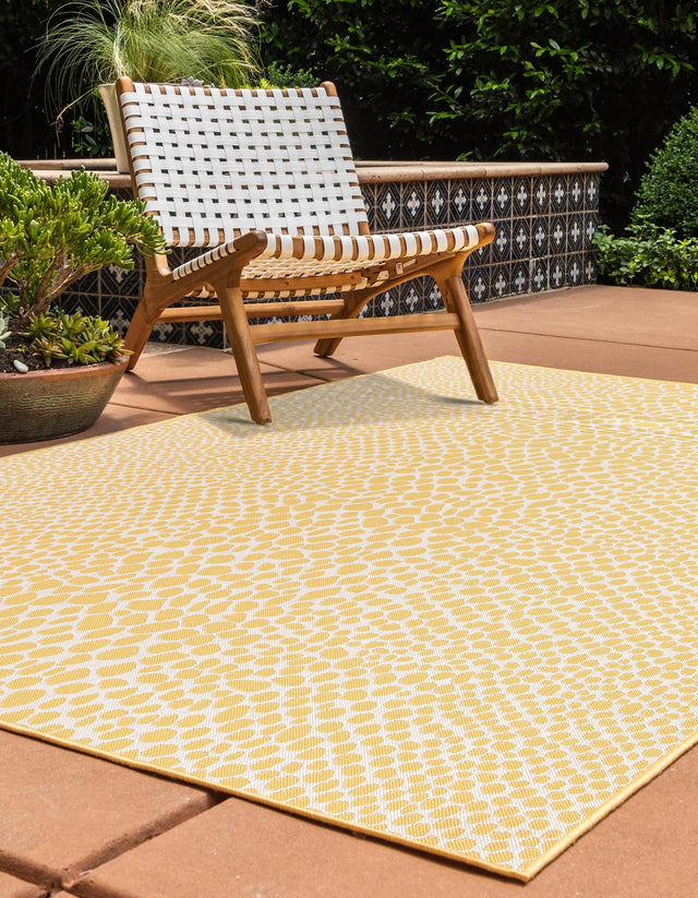 Yellow Ivory 4' 1 x 6' 1 Jill Zarin Outdoor Rectangle Area Rug Weather Resistant for Patio, Deck, Terrace, Balcony, Porch Durable 100% Polypropylene Carpet for Outside for Sale at Rug Engine
