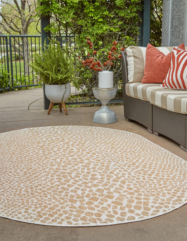 Dark Beige 5' 3 x 8' Jill Zarin Outdoor Oval Area Rug Weather Resistant for Patio, Deck, Terrace, Balcony, Porch Durable 100% Polypropylene Carpet for Outside for Sale at Rug Engine