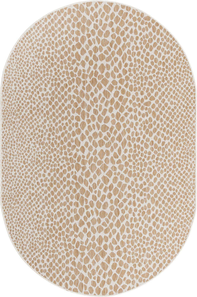 Dark Beige 5' 3 x 8' Jill Zarin Outdoor Oval Area Rug Weather Resistant for Patio, Deck, Terrace, Balcony, Porch Durable 100% Polypropylene Carpet for Outside for Sale at Rug Engine