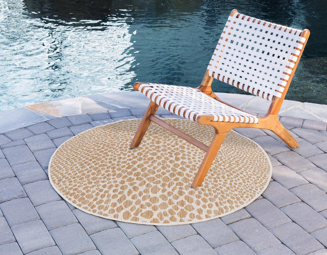 Dark Beige 10' 8 x 10' 8 Jill Zarin Outdoor Round Area Rug Weather Resistant for Patio, Deck, Terrace, Balcony, Porch Durable 100% Polypropylene Carpet for Outside for Sale at Rug Engine