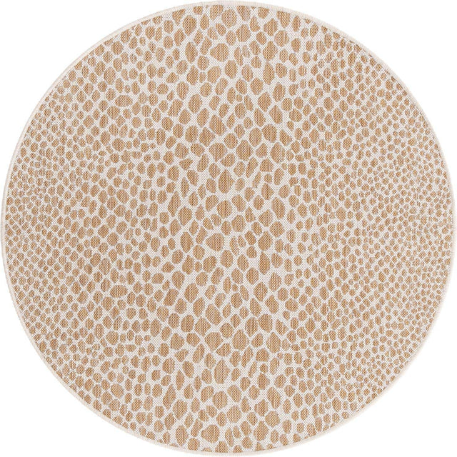 Dark Beige 4' 1 x 4' 1 Jill Zarin Outdoor Round Area Rug Weather Resistant for Patio, Deck, Terrace, Balcony, Porch Durable 100% Polypropylene Carpet for Outside for Sale at Rug Engine