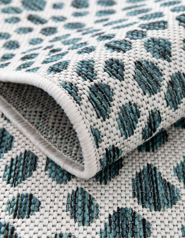 Teal 7' 1 x 10' Jill Zarin Outdoor Rectangle Area Rug Weather Resistant for Patio, Deck, Terrace, Balcony, Porch Durable 100% Polypropylene Carpet for Outside for Sale at Rug Engine