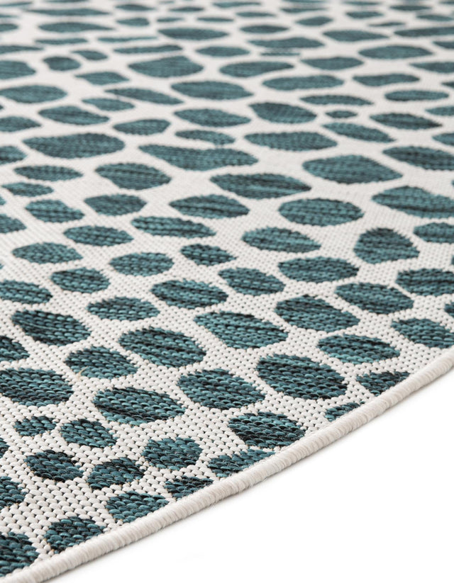 Teal 7' 10 x 10' Jill Zarin Outdoor Oval Area Rug Weather Resistant for Patio, Deck, Terrace, Balcony, Porch Durable 100% Polypropylene Carpet for Outside for Sale at Rug Engine
