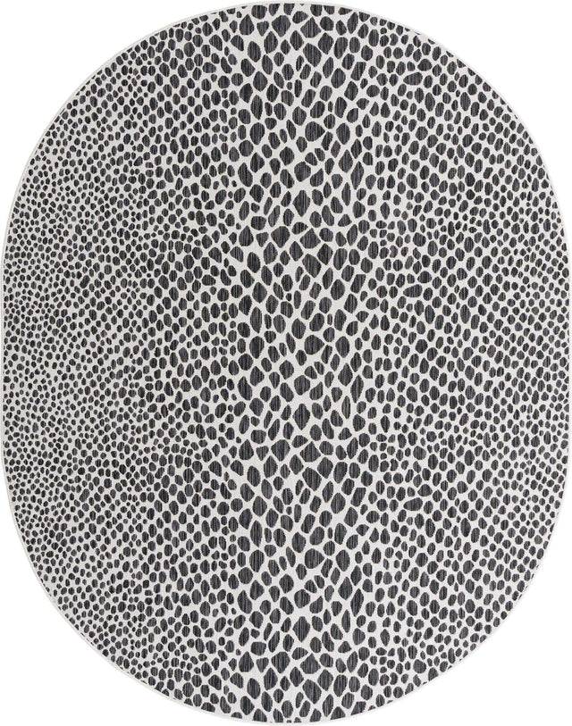 Black 7' 10 x 10' Jill Zarin Outdoor Oval Area Rug Weather Resistant for Patio, Deck, Terrace, Balcony, Porch Durable 100% Polypropylene Carpet for Outside for Sale at Rug Engine