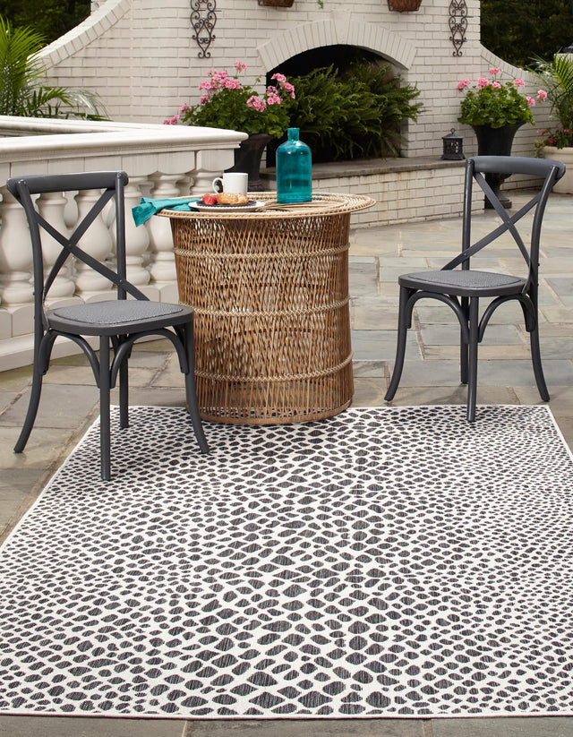 Black 5' 3 x 8' Jill Zarin Outdoor Rectangle Area Rug Weather Resistant for Patio, Deck, Terrace, Balcony, Porch Durable 100% Polypropylene Carpet for Outside for Sale at Rug Engine