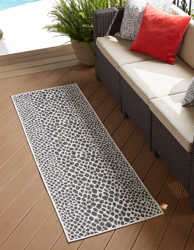 Black 2' x 8' Jill Zarin Outdoor Runner Area Rug Weather Resistant for Patio, Deck, Terrace, Balcony, Porch Durable 100% Polypropylene Carpet for Outside for Sale at Rug Engine