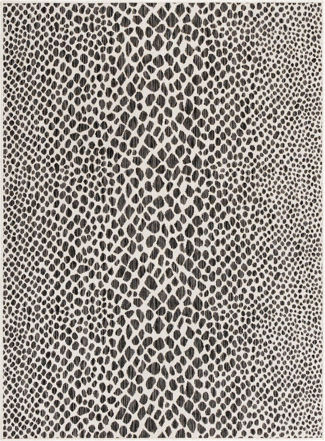 Black 1' 4 x 1' 4 Jill Zarin Outdoor Sample Area Rug Weather Resistant for Patio, Deck, Terrace, Balcony, Porch Durable 100% Polypropylene Carpet for Outside for Sale at Rug Engine