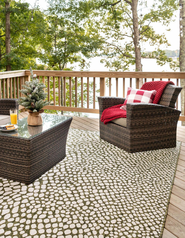Green 10' 8 x 10' 8 Jill Zarin Outdoor Square Area Rug Weather Resistant for Patio, Deck, Terrace, Balcony, Porch Durable 100% Polypropylene Carpet for Outside for Sale at Rug Engine