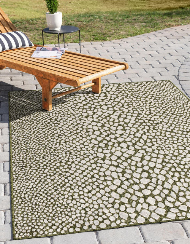 Green 6' 1 x 9' Jill Zarin Outdoor Rectangle Area Rug Weather Resistant for Patio, Deck, Terrace, Balcony, Porch Durable 100% Polypropylene Carpet for Outside for Sale at Rug Engine
