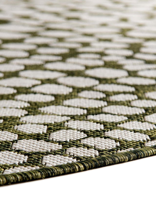 Green 7' 10 x 10' Jill Zarin Outdoor Oval Area Rug Weather Resistant for Patio, Deck, Terrace, Balcony, Porch Durable 100% Polypropylene Carpet for Outside for Sale at Rug Engine