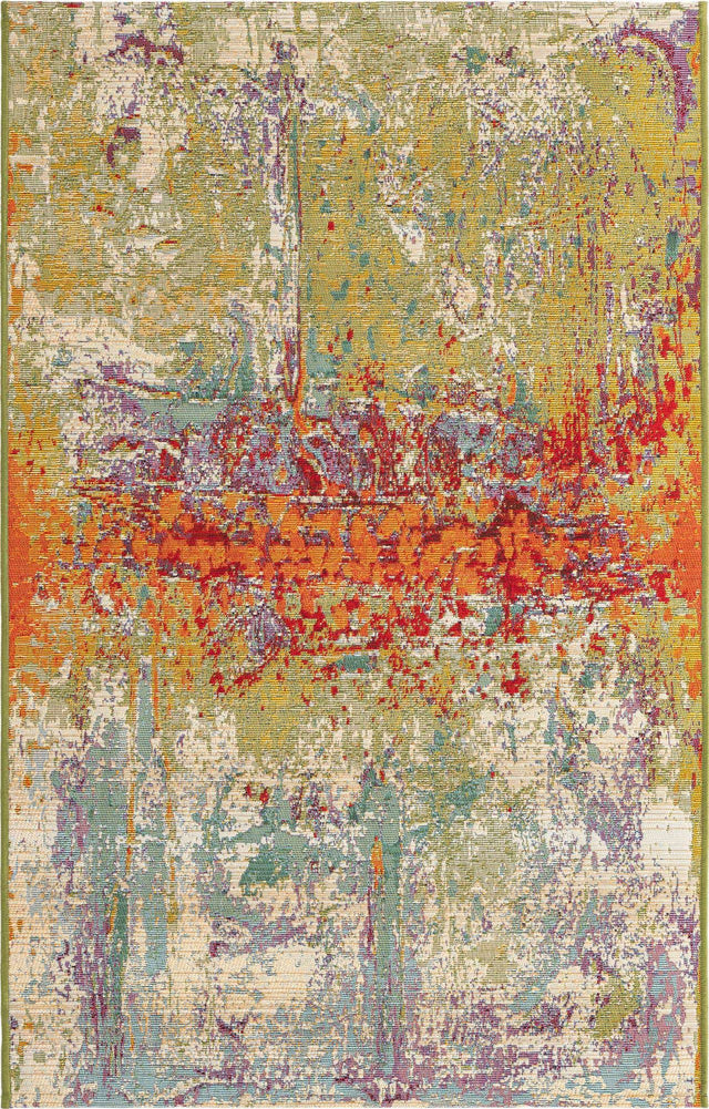 Multicolor 3' 3 x 5' 3 Outdoor Modern Rectangle Area Rug Weather Resistant for Patio, Deck, Terrace, Balcony, Porch 100% Polypropylene Modern Outside Carpet for Sale at Rug Engine