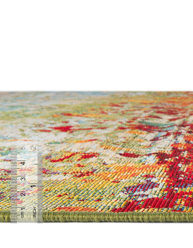 Multicolor 5' x 5' Outdoor Modern Octagon Area Rug Weather Resistant for Patio, Deck, Terrace, Balcony, Porch 100% Polypropylene Modern Outside Carpet for Sale at Rug Engine