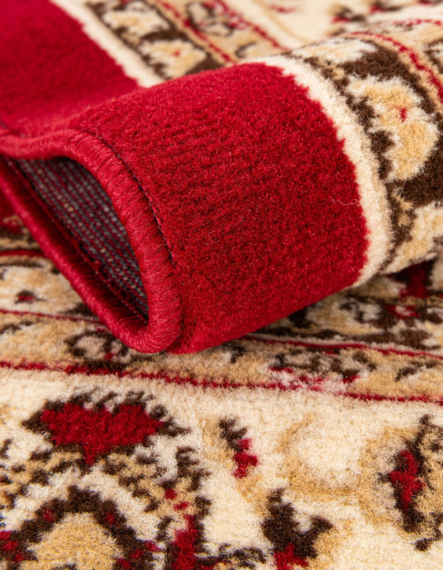 Burgundy 7' 10 x 7' 10 Sialk Hill Round Area Rug 100% Polypropylene Durable Easy Clean Classic Traditional Design Carpet for Interior Design for Sale at Rug Engine