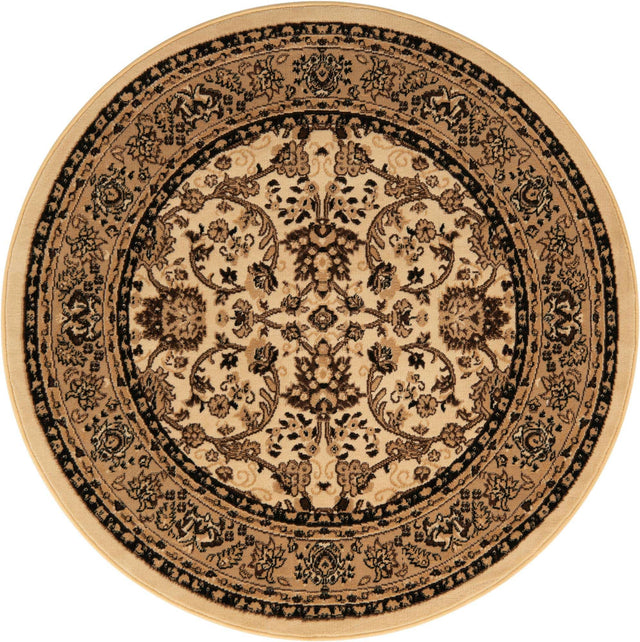 Ivory 5' 3 x 5' 3 Sialk Hill Round Area Rug 100% Polypropylene Durable Easy Clean Classic Traditional Design Carpet for Interior Design for Sale at Rug Engine