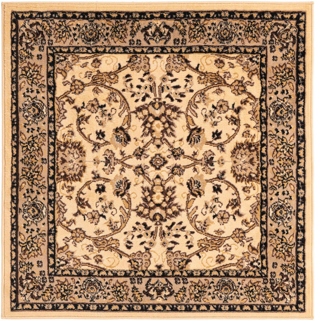 Ivory 4' 1 x 4' 1 Sialk Hill Square Area Rug 100% Polypropylene Durable Easy Clean Classic Traditional Design Carpet for Interior Design for Sale at Rug Engine