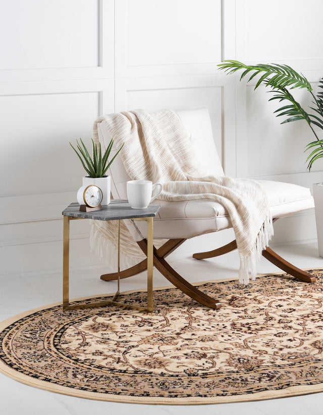 Ivory 5' 3 x 8' Sialk Hill Oval Area Rug 100% Polypropylene Durable Easy Clean Classic Traditional Design Carpet for Interior Design for Sale at Rug Engine