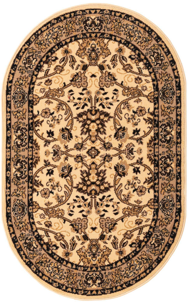 Ivory 3' 1 x 5' 3 Sialk Hill Oval Area Rug 100% Polypropylene Durable Easy Clean Classic Traditional Design Carpet for Interior Design for Sale at Rug Engine