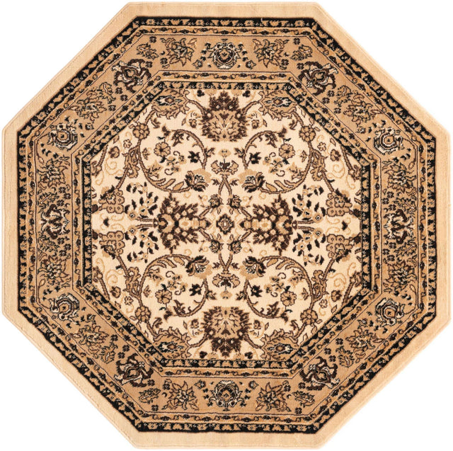 Ivory 5' 3 x 5' 3 Sialk Hill Octagon Area Rug 100% Polypropylene Durable Easy Clean Classic Traditional Design Carpet for Interior Design for Sale at Rug Engine