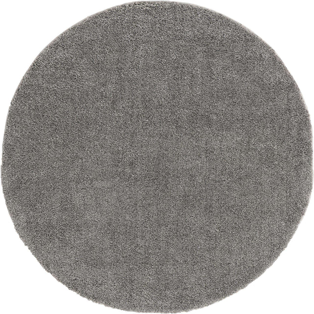 Gray 5' 3 x 5' 3 Solo Round Area Rug Thick Soft Touch Fluffy & Plush Shaggy Pile Durable Minimalist Carpet for Classic Interior Design for Sale at Rug Engine